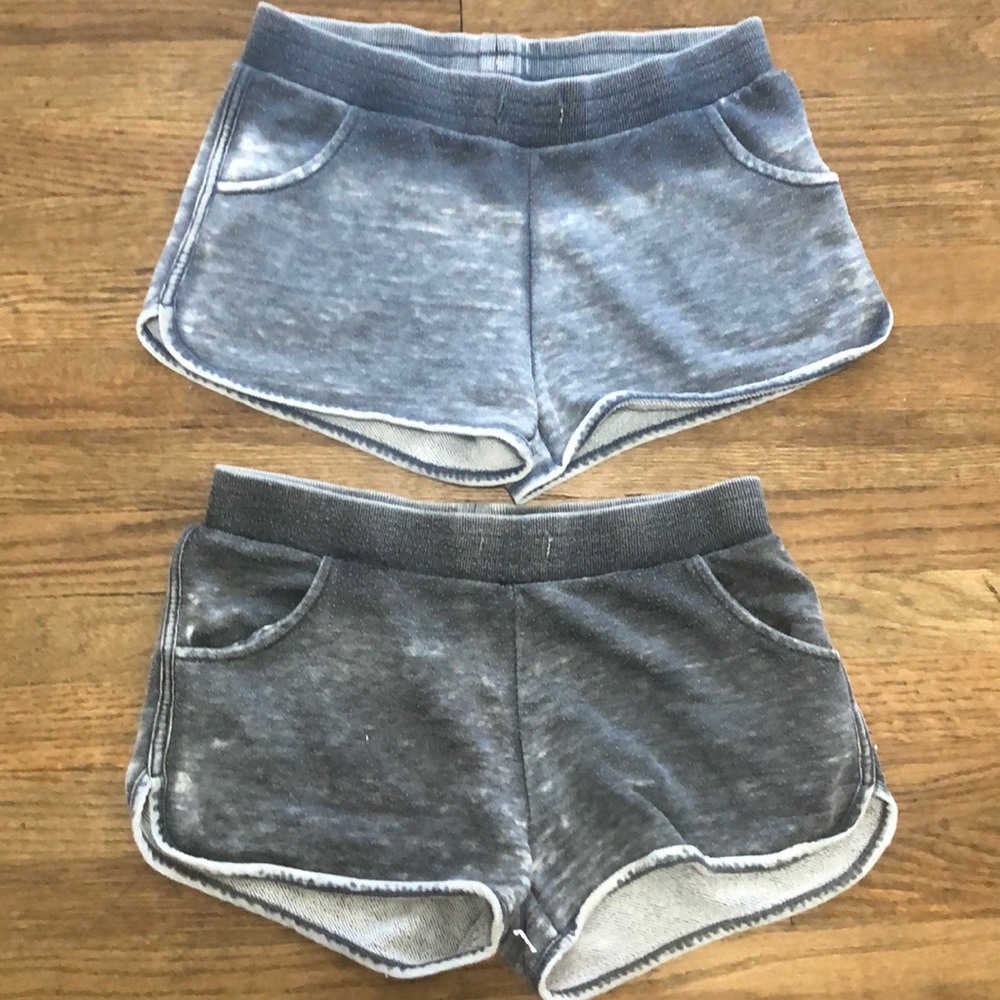 Little Eleven Paris two super soft girls sz 14 shorts. Gray and blue